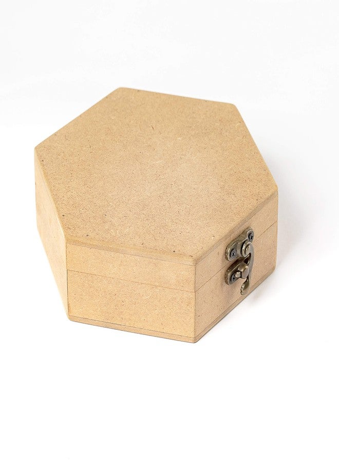 IVEI DIY MDF Hexagon Box- Plain MDF Wood Blank Hexagon Box for Painting, Wooden Sheet Craft, Decoupage, Resin Art Work & Decoration (Box Dimensions - 7 in X 7 in X 2.5 in) - Image 1